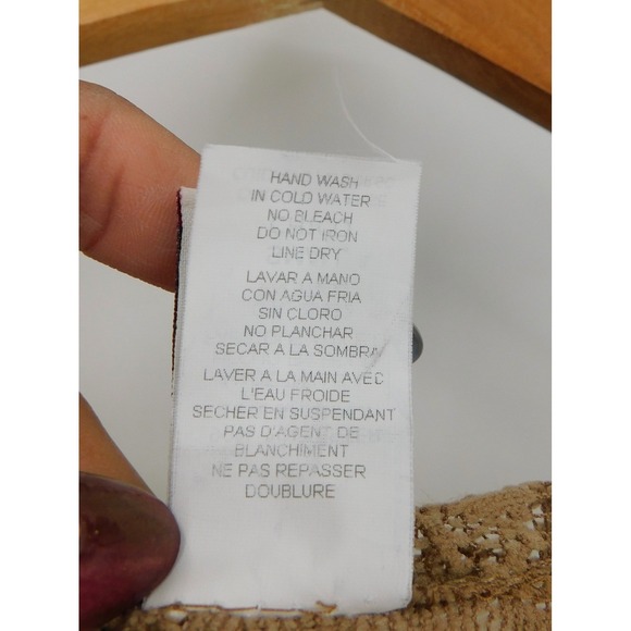 Luli Fama Lace Long Sleeve Cover Up Tunic Top Tan Beige Women's Small - Picture 4 of 5